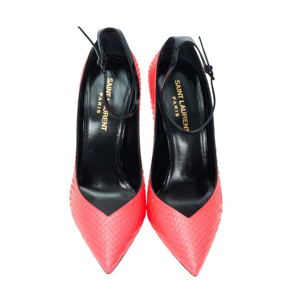 SAINT LAURENT Pink Leather Snakeskin Heels Size 36 US 6 - Picture 2 of 4